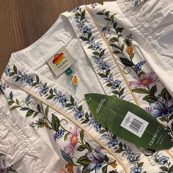 NWT FARM RIO Off-White Sweet Bloom Dreamscape Organic Cotton Mini Dress - Picture 6 of 8